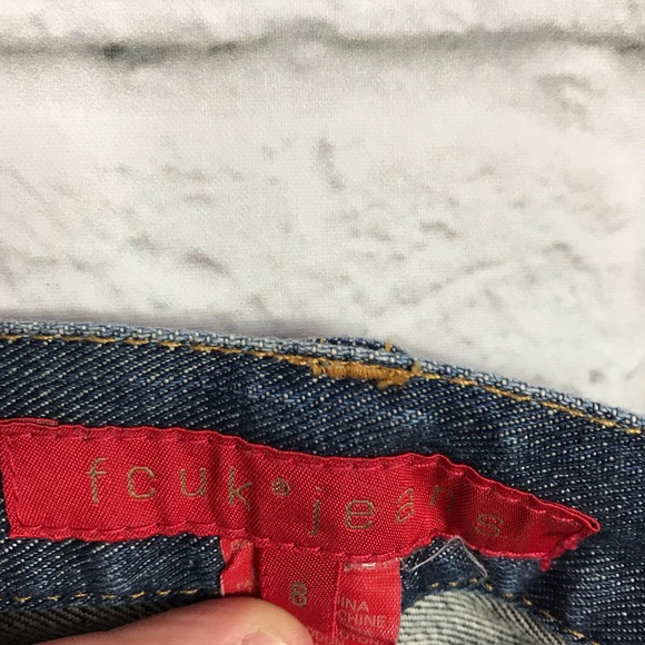 Fcuk Pink Embroidered Pocket MidRise Flare Jeans 8 - Picture 7 of 7